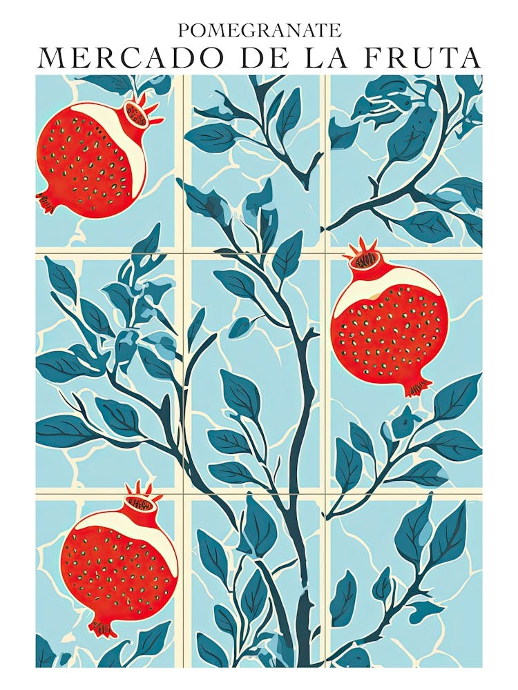 Mercado De La Fruta Pomegranate Illustration 5 Poster