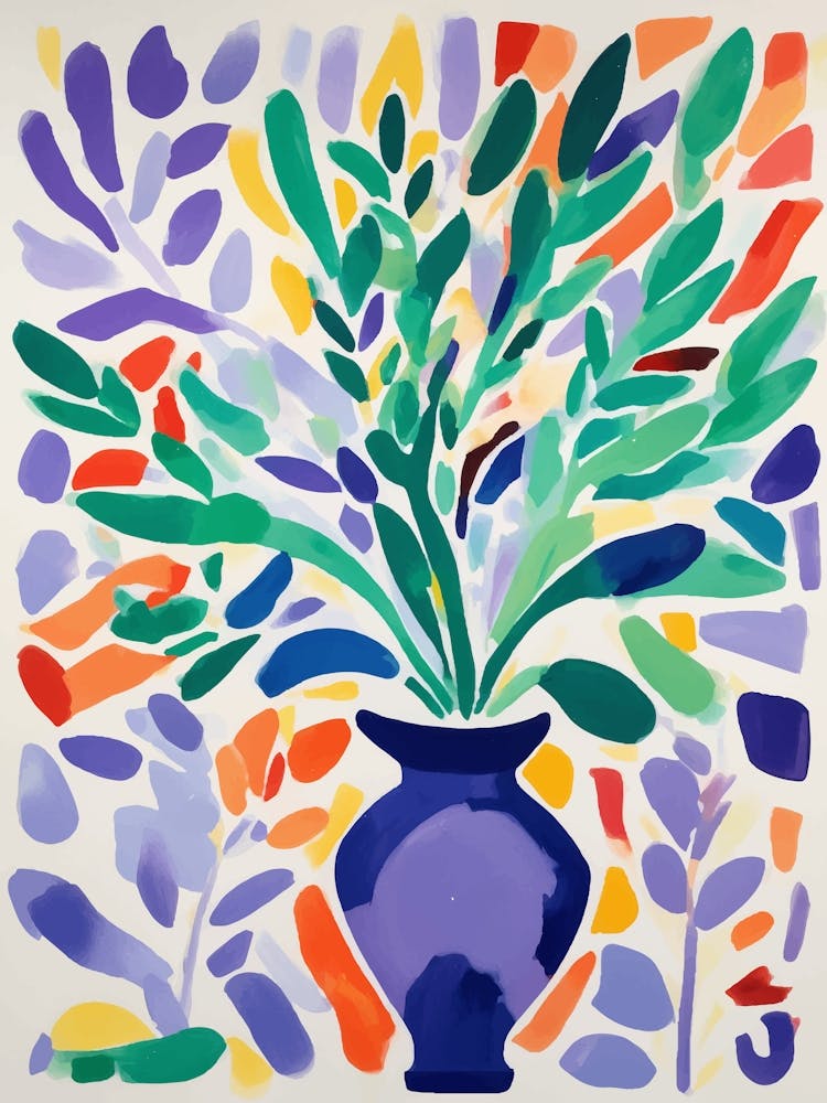 Lilac abstract Vase Of Flowers