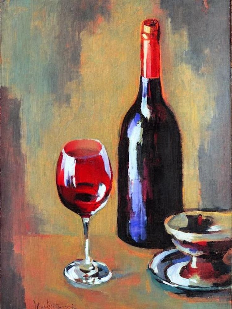 Pinot Noir Oil Painting Cocktail Poster