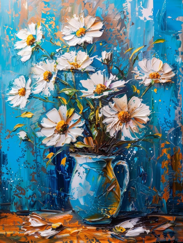Daisies In A Blue Vase
