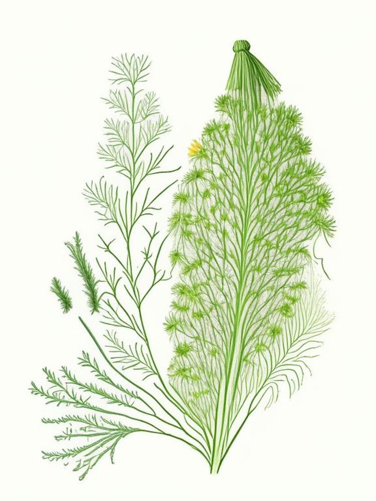Dill Spices And Herbs Pencil Illustration 1