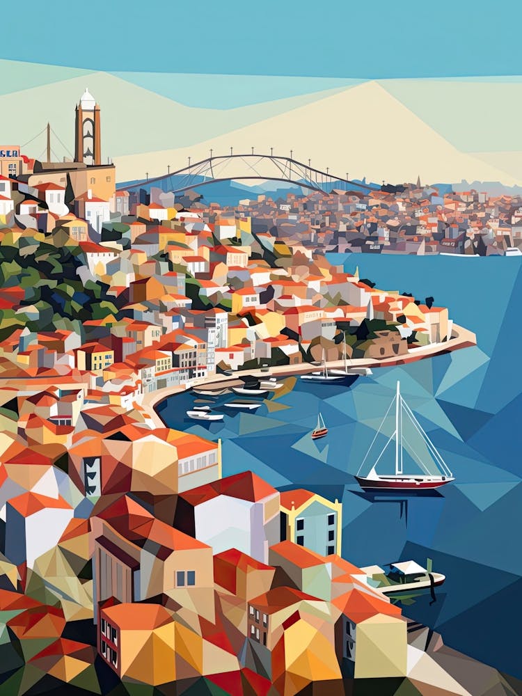 Porto, Portugal, Geometric Illustration 3