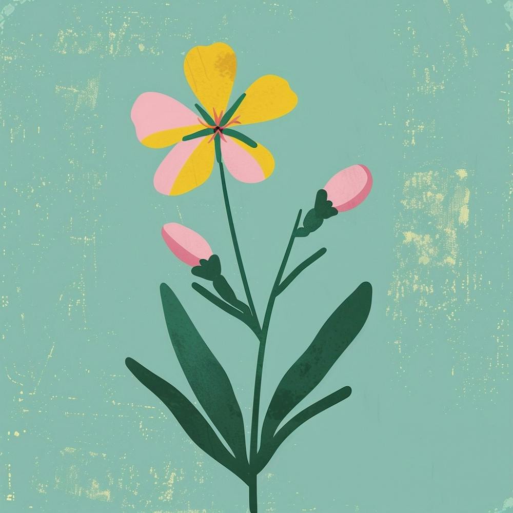 Flax Flower 1 Square Flower Illustration