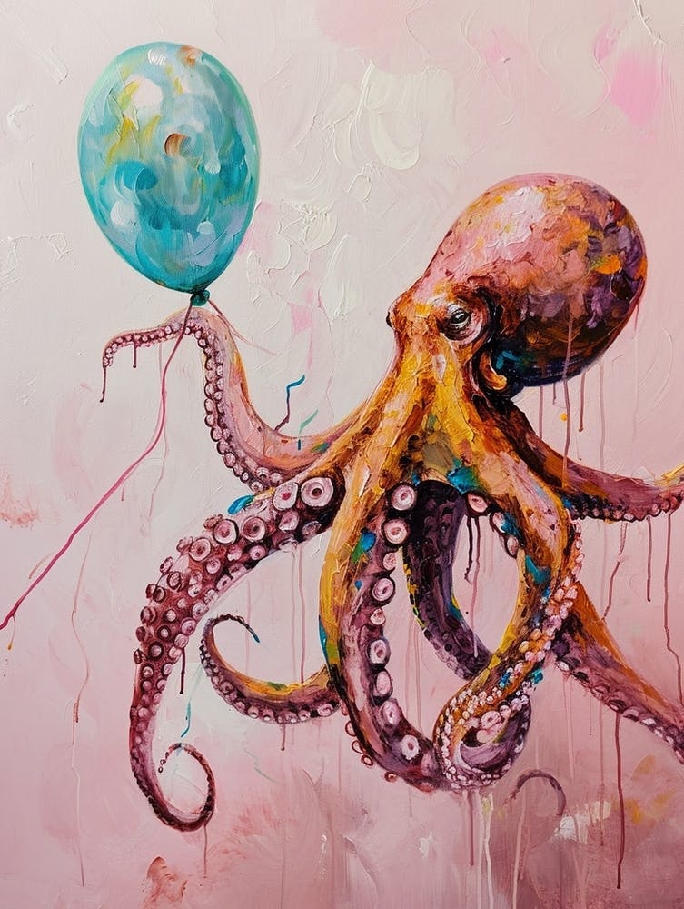 Cute Octopus With Balloon