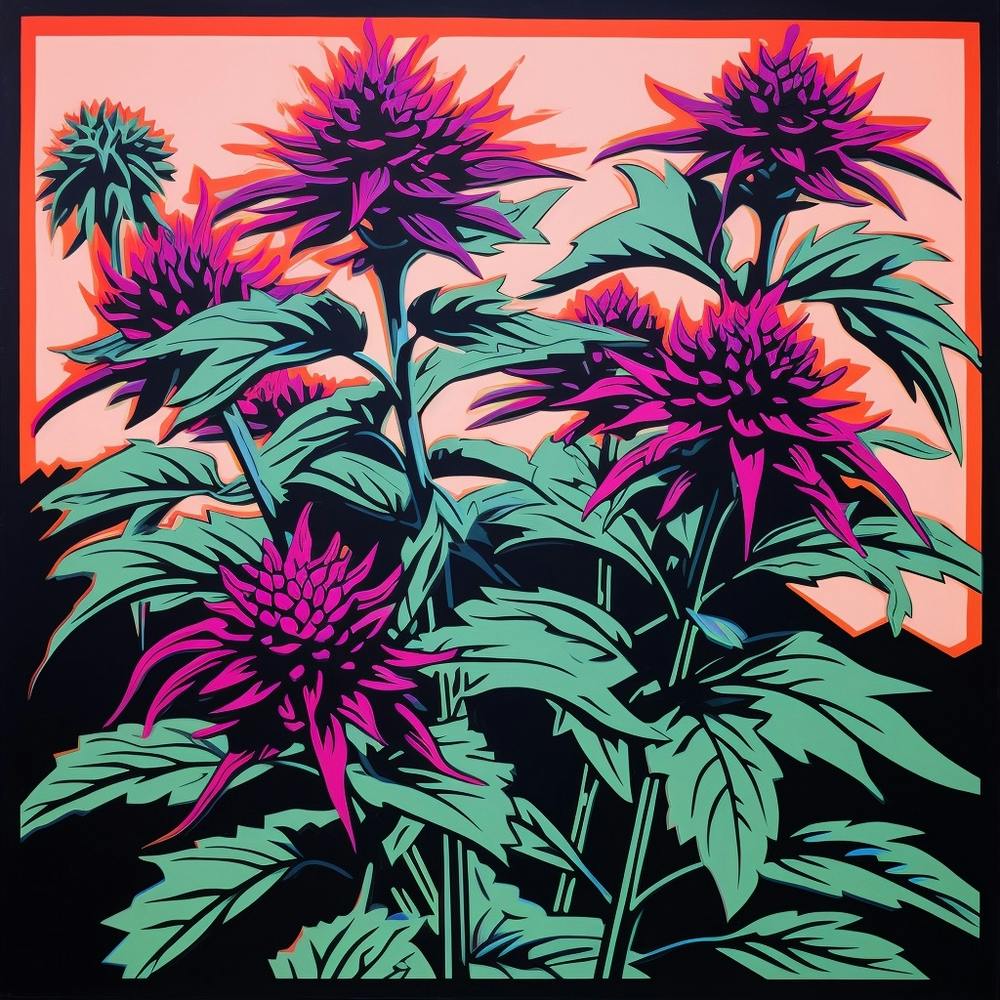 Bee Balm 3 Pop Art Illustration Square