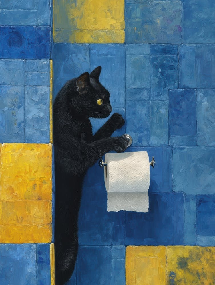 Cat Playing With Toilet Paper