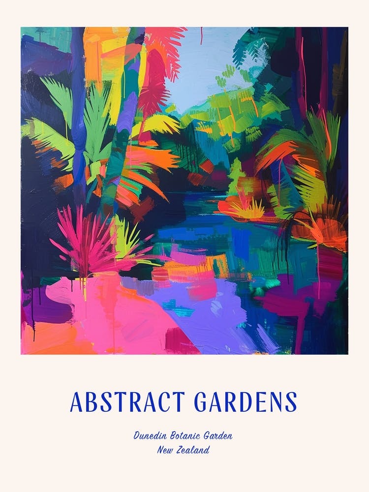 Colourful Gardens Dunedin Botanic Garden New Zealand 2 Blue Poster