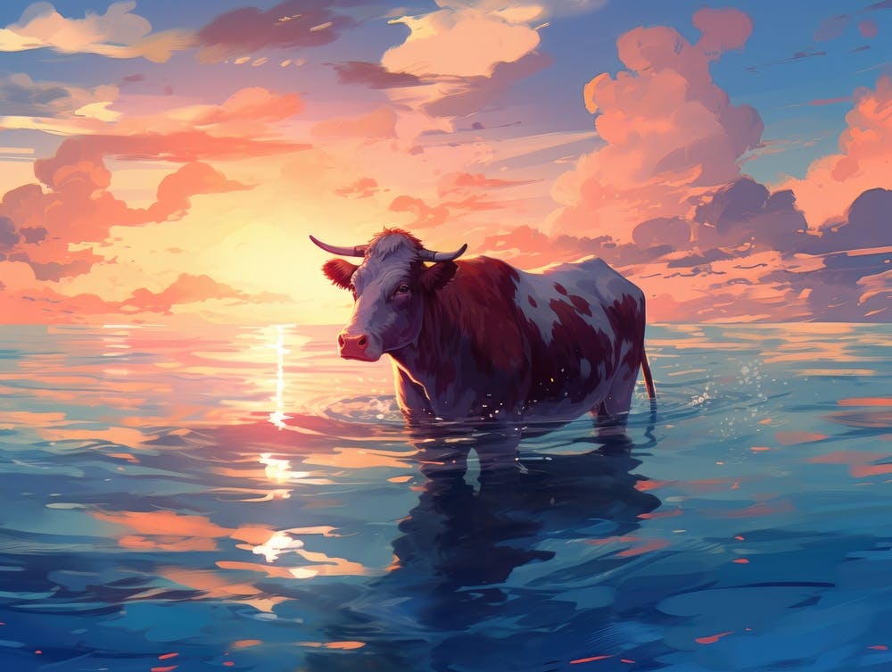 Cow In The Ocean 1