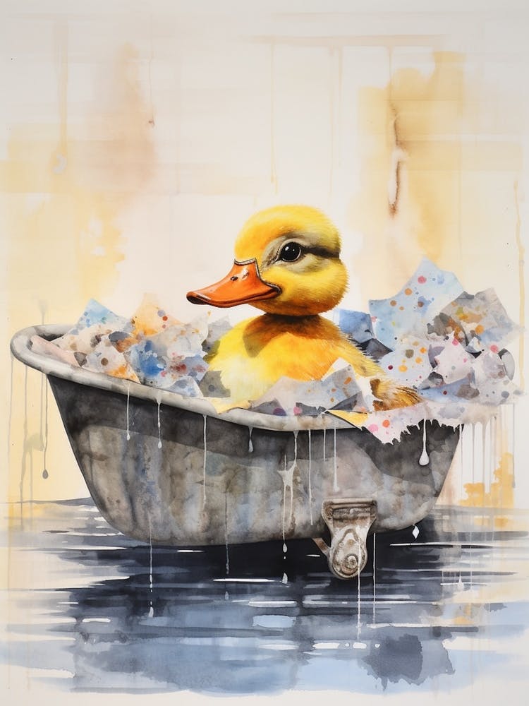 Duckling In The Bath Collage