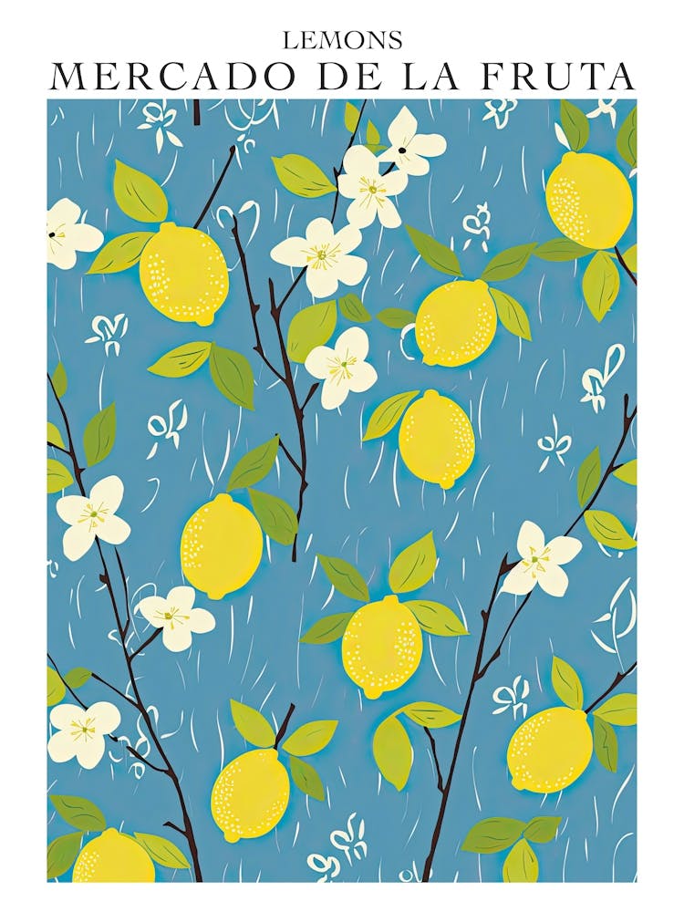 Mercado De La Fruta Lemons Illustration 6 Poster