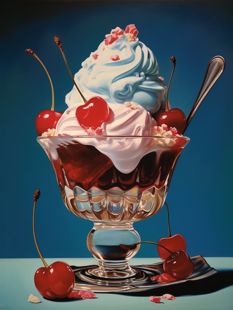 Ice Cream Sundae Vintage Cookbook Style 2