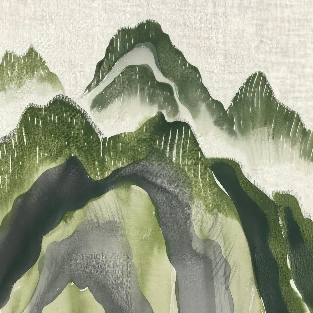 Japanese Watercolour Of Mount Kurai 2