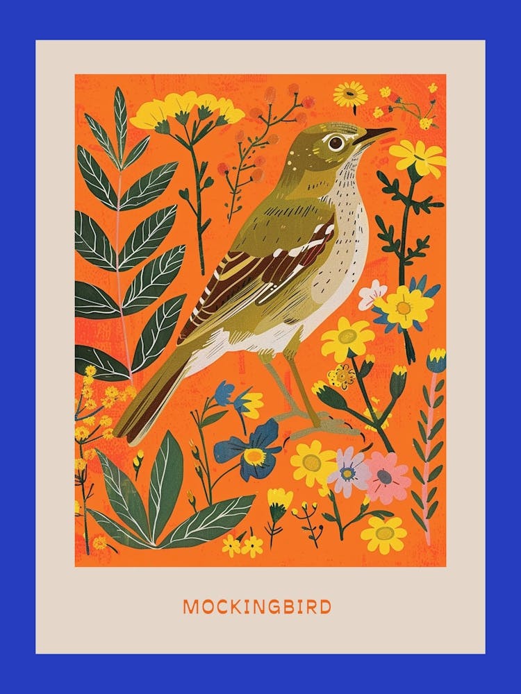 Spring Birds Poster Mockingbird 1