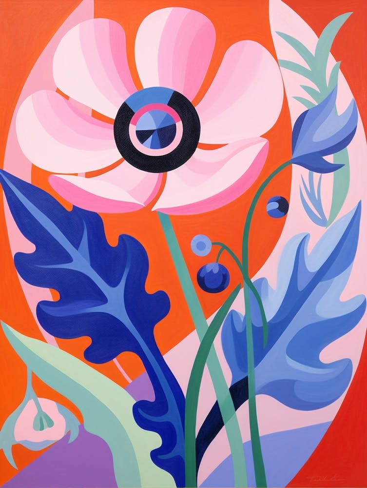 Anemone 1 Hilma Af Klint Inspiriertes Pastellblumen-Gemälde