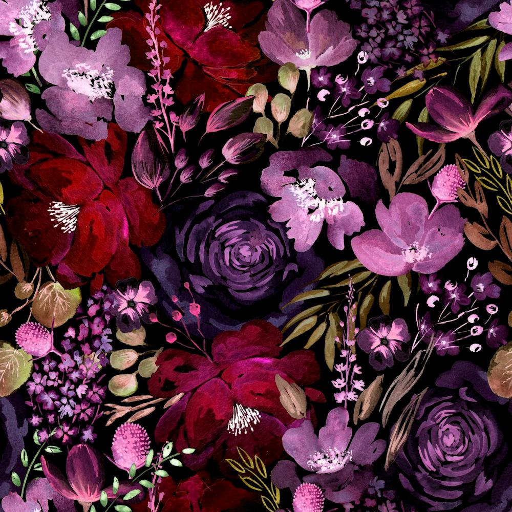 Floral Chaos Dark Purple
