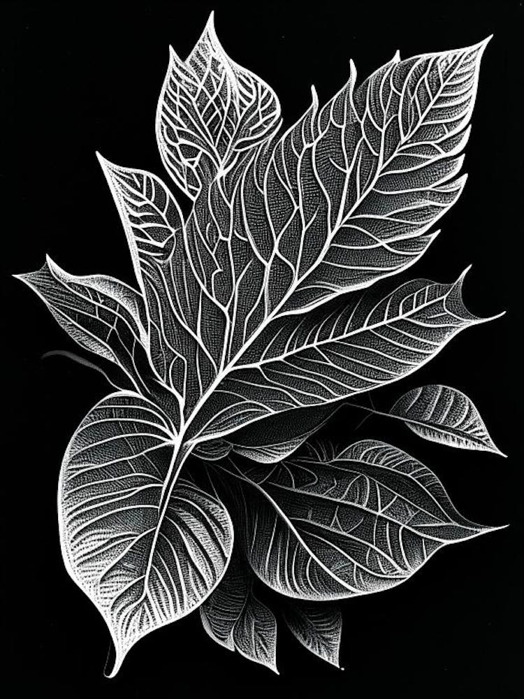 Tulsi Leaf Linocut 2