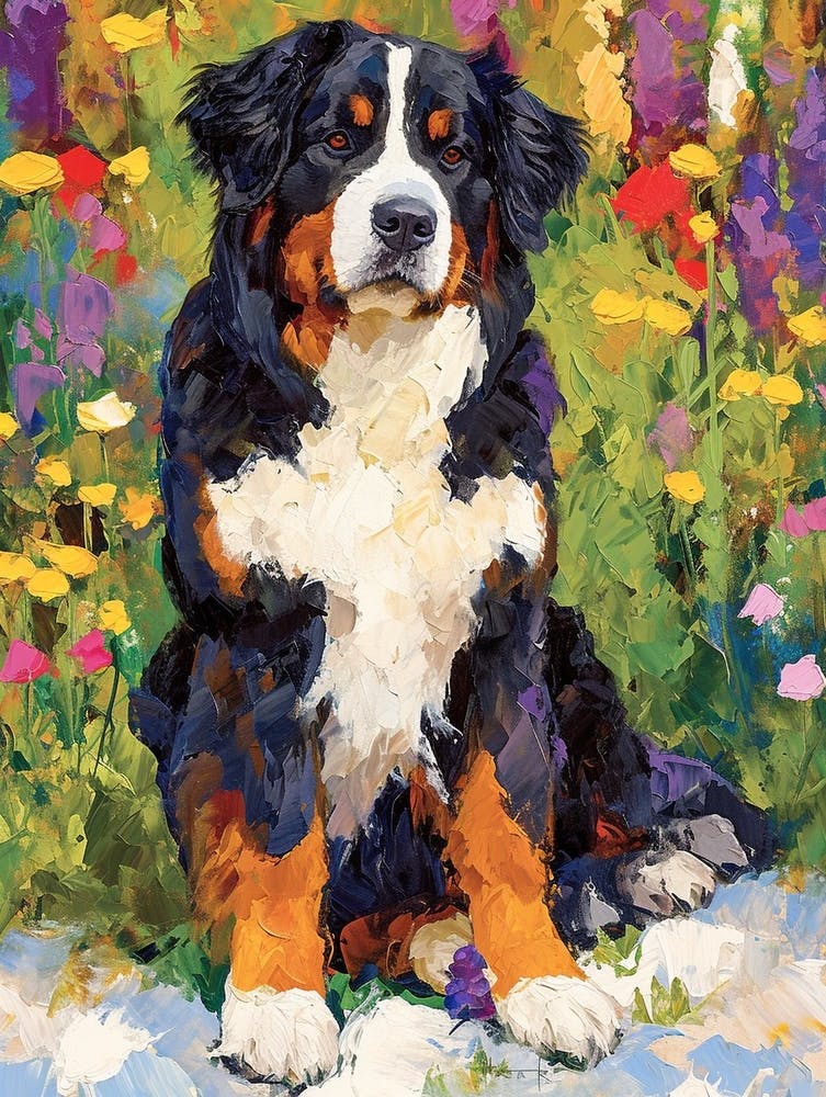 Bernese Mountain Dog Acrylic Painting 1