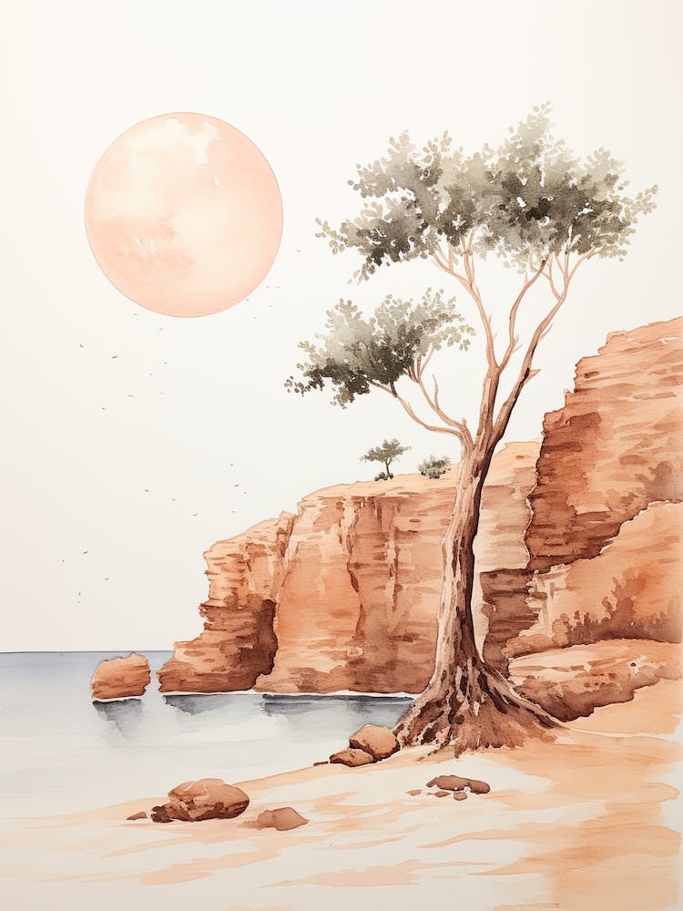 Watercolour Of Praia Do Camilo   Algarve Portugal 2