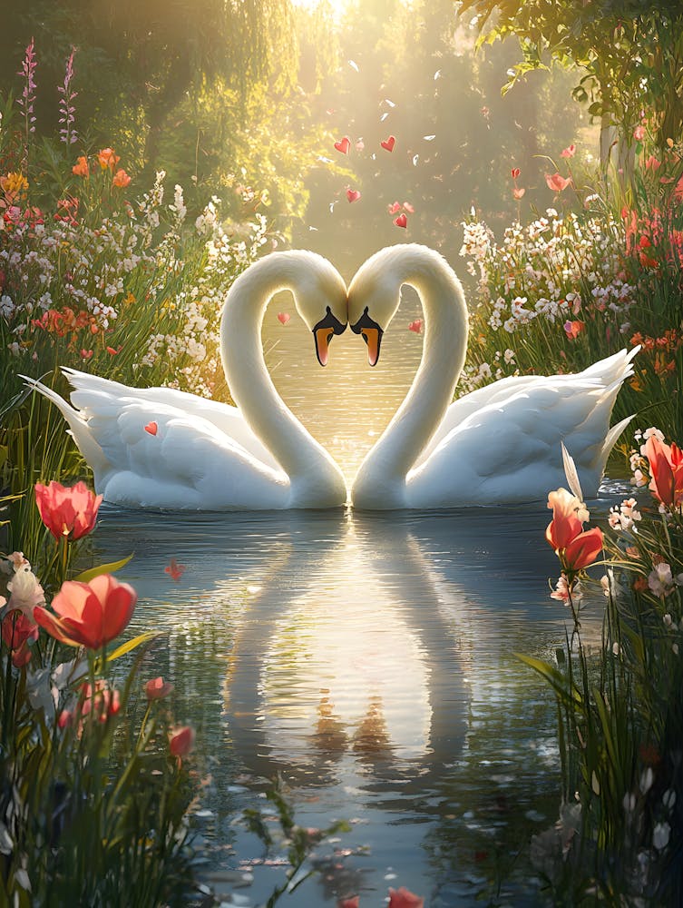 Amazing Swan Couple in the Lake 14
