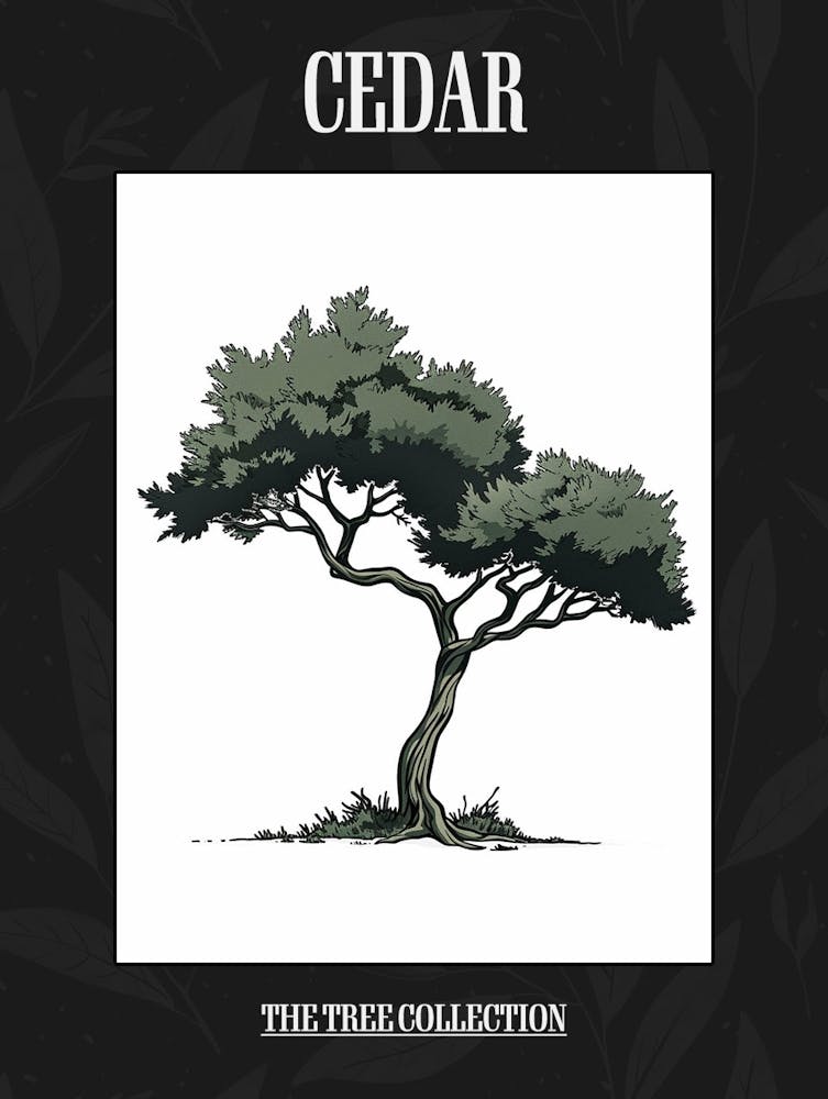 Cedar Tree Pixel Illustration 4 Poster