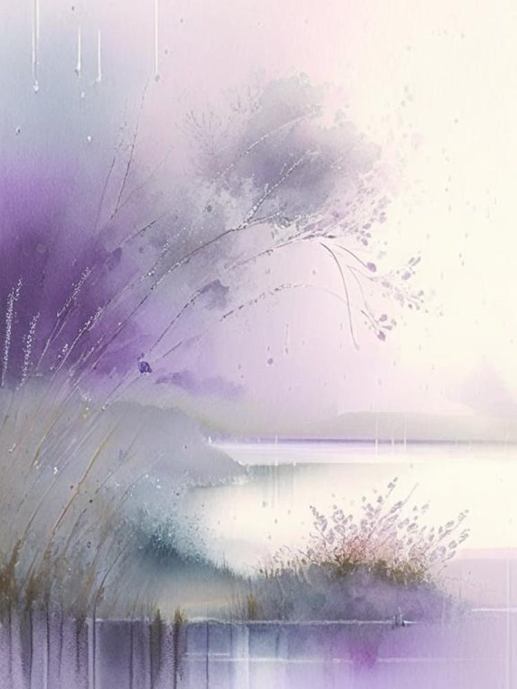 Rain Waterscape Gouache 1