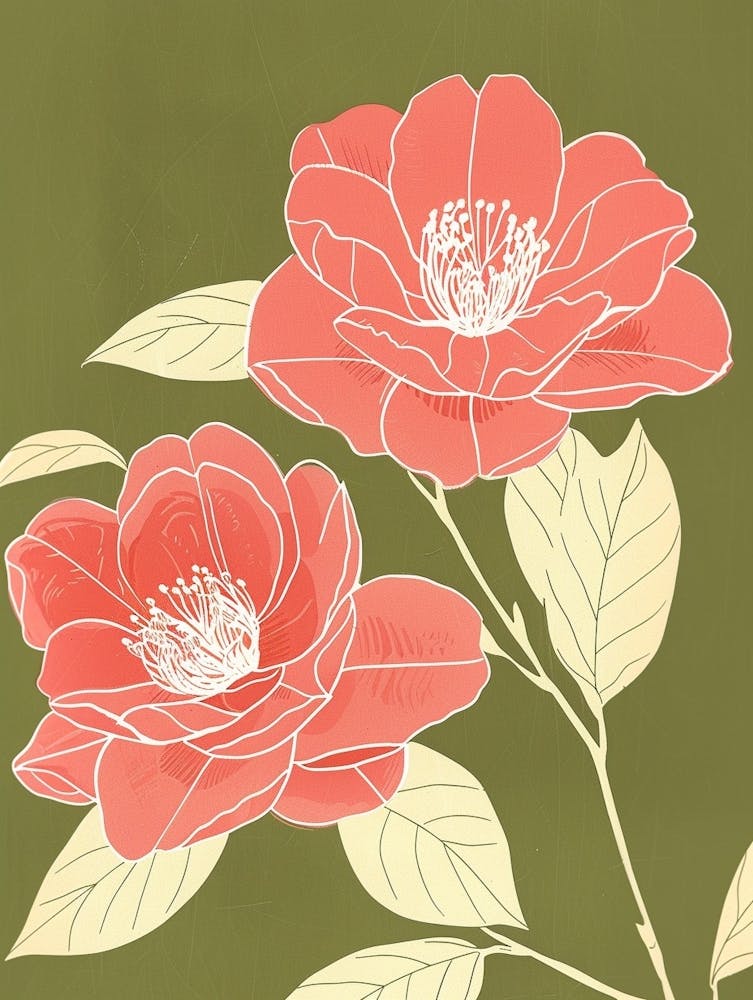 Pink & Green Camellia 3