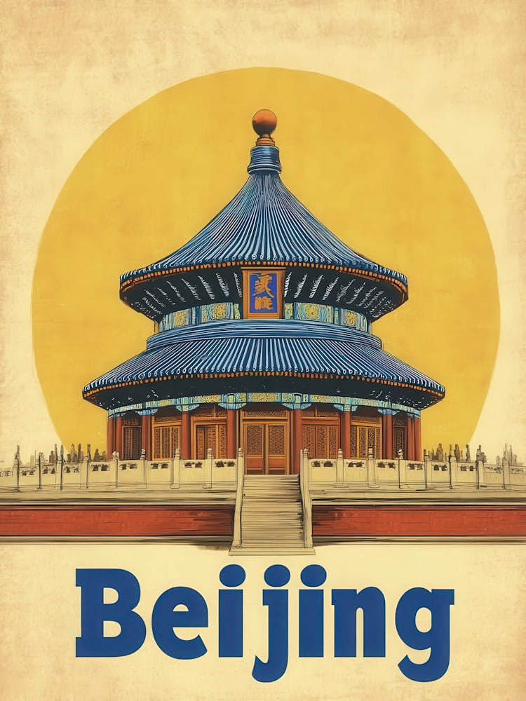 Aihrgdesign A Retro Travel Poster For Beijing Featuring The S Bb02567f 5e73 4c4b 90b0 020e466e6410 1