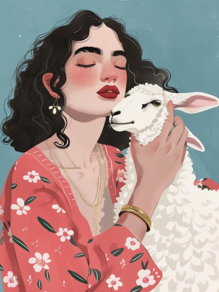 Girl With A Sheep 2