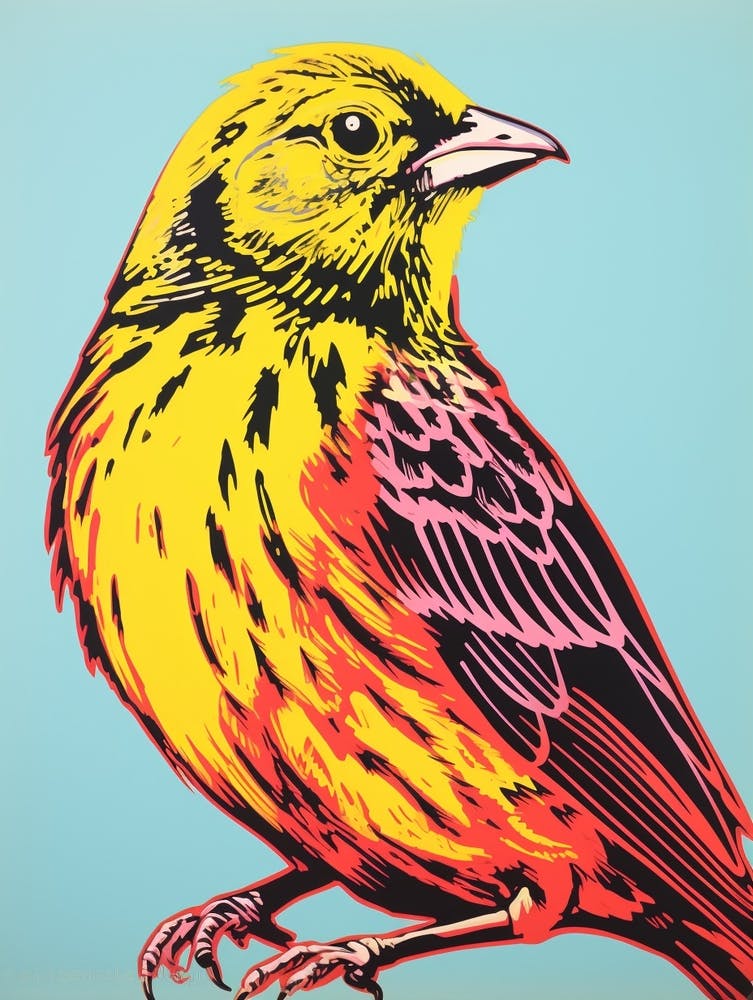Andy Warhol Style Bird Yellowhammer 4