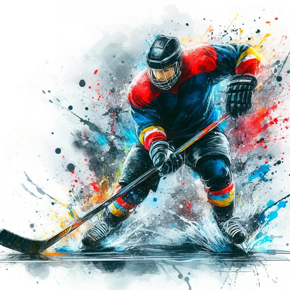 Ice hockey player in watercolor 3