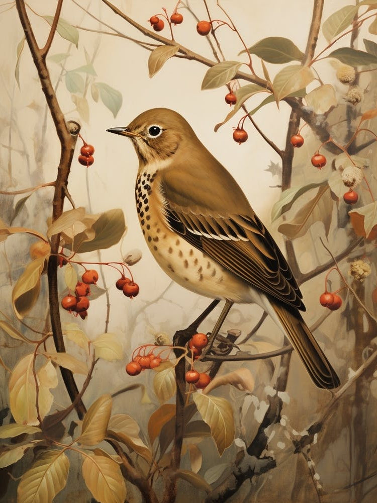 Dark And Moody Botanical Hermit Thrush 2