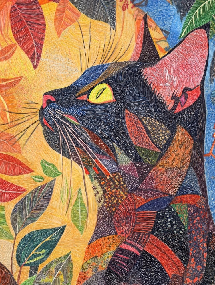 Cat With Leaves