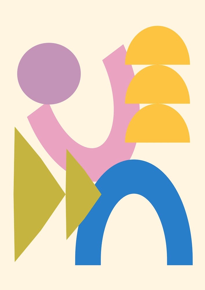 Happy Geometric Shapes in Bright Pastel Colors