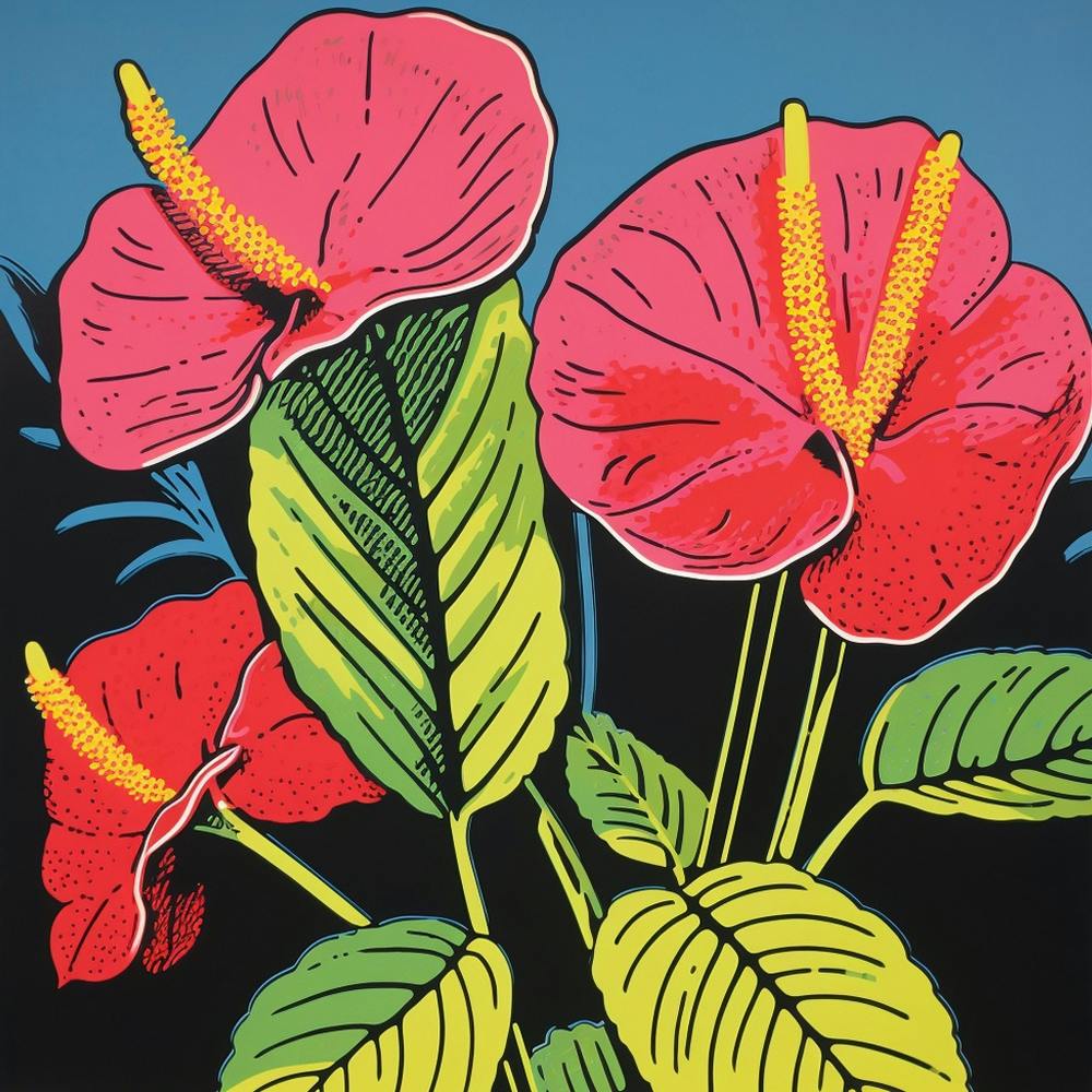 Flamingo Flower 3 Pop Art Illustration Square