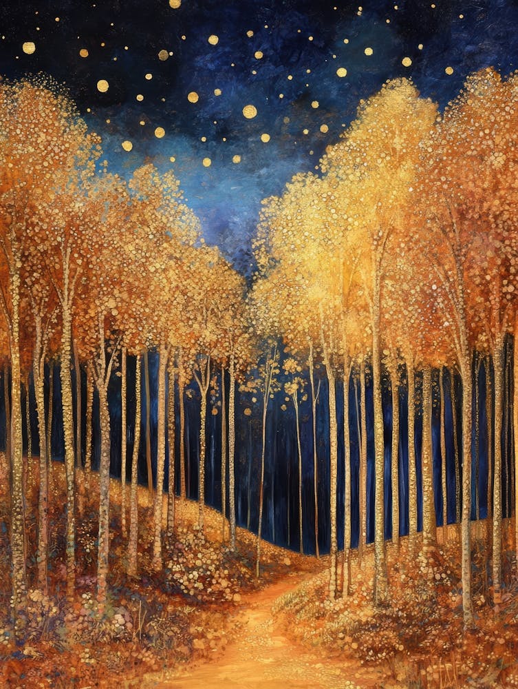 Aspen Trees At Night