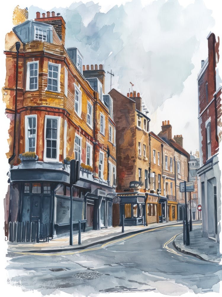 Harrow London Borough Straßen Aquarell 3