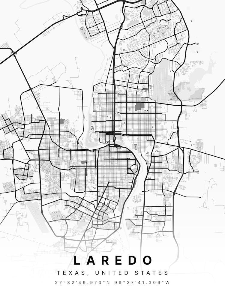 Laredo Texas USA White Map