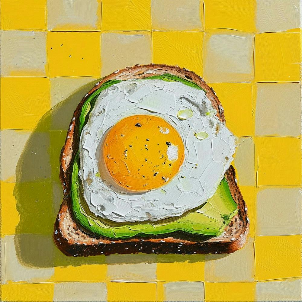 Avocado-Ei auf Toast Gelbes Schachbrettmuster 3