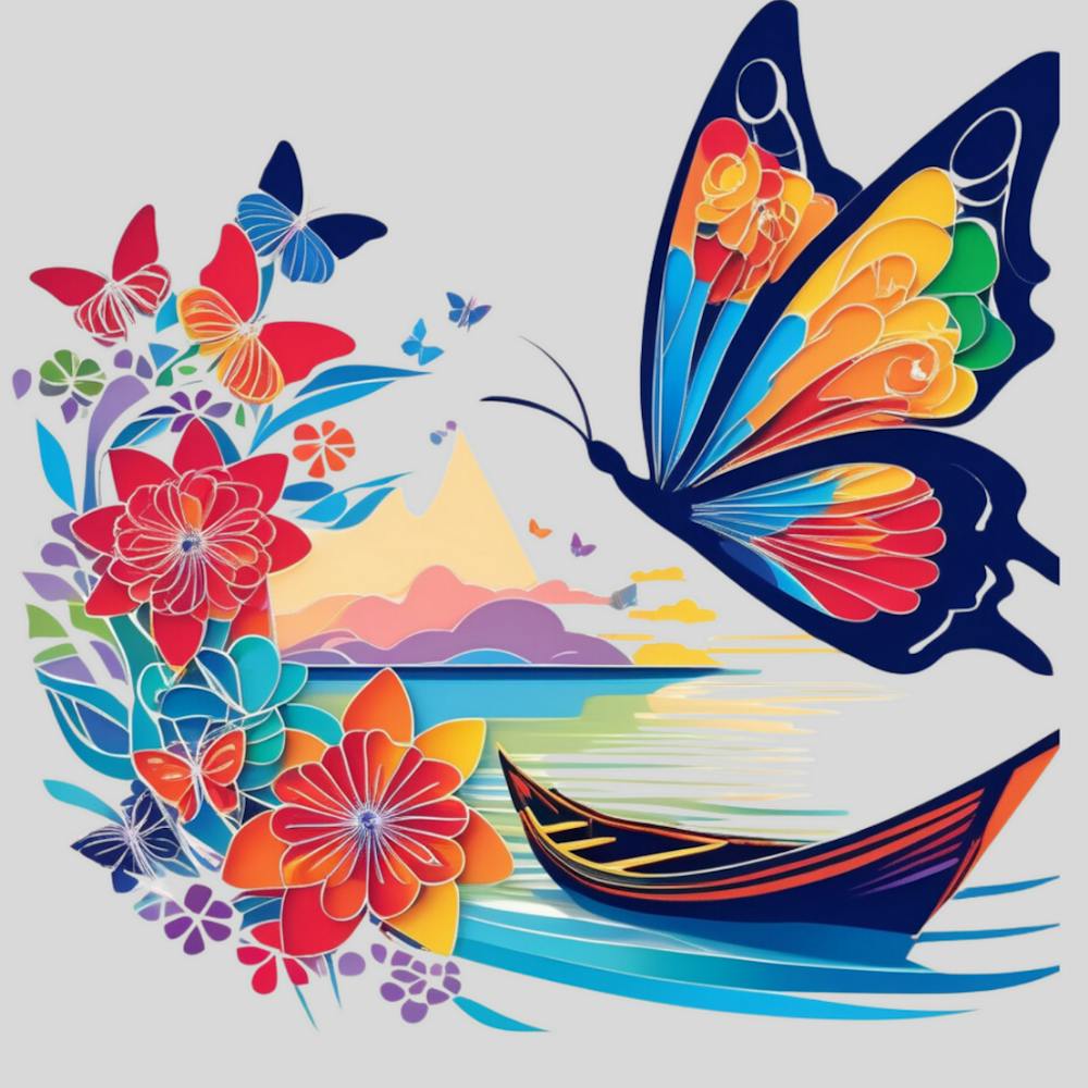 Butterfly And Flowers