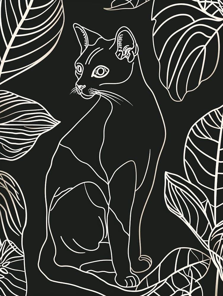 Egyptian Mau Cat Minimalist Illustration 3