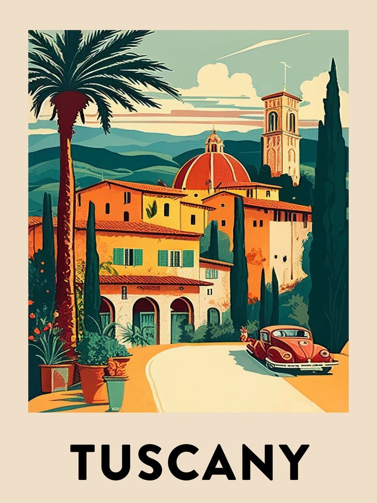 Tuscany 3 Vintage Travel Poster