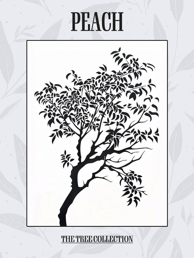 Peach Tree Simple Geometric Nature Stencil 3 Poster