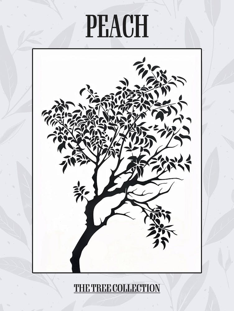Peach Tree Simple Geometric Nature Stencil 3 Poster