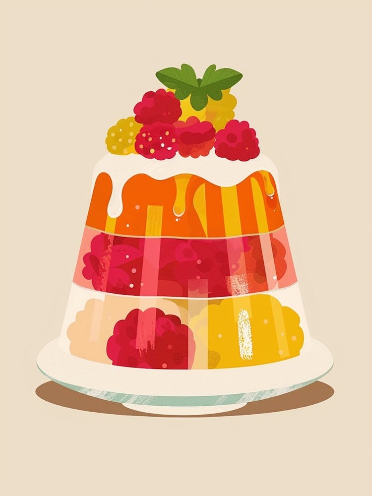 Rasperry Orange Jelly Dessert Illustration