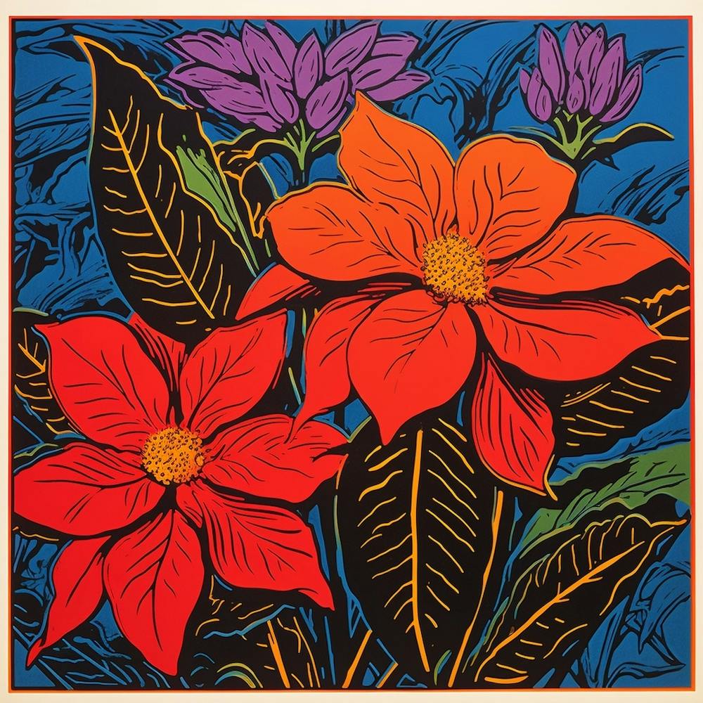 Poinsettia 4 Pop Art Illustration Square