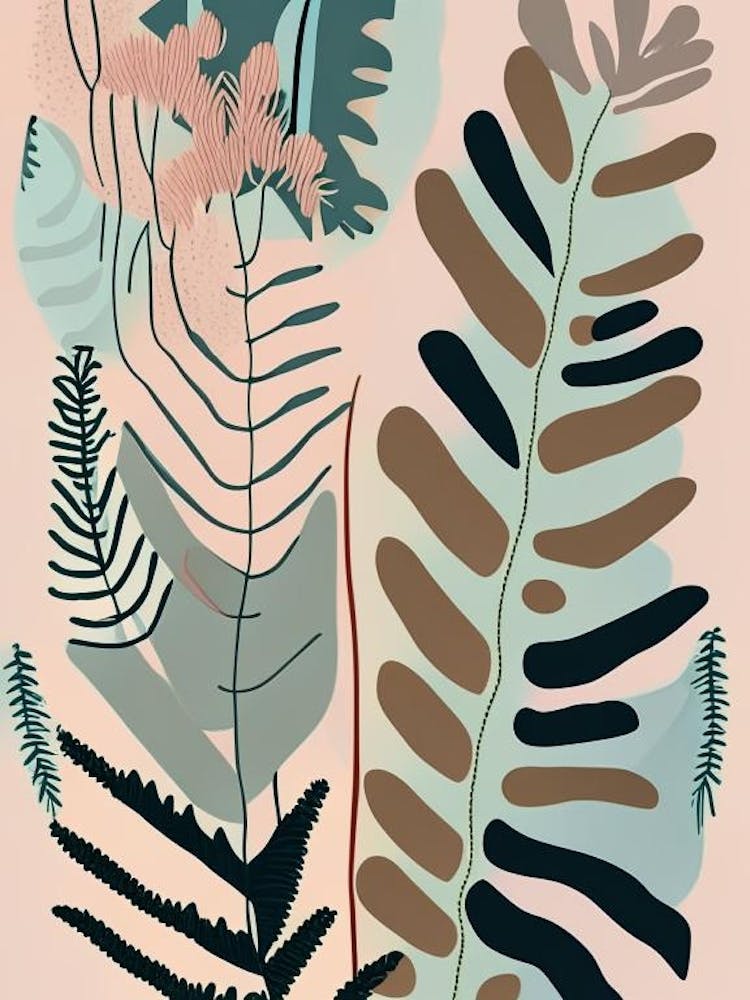 Echte Rippenfarn Wildblume Moderne gedeckte Farben 2