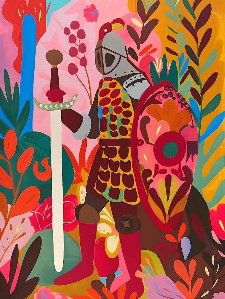 Matisse Inspired, Knight In The Forest, Fauvism Style