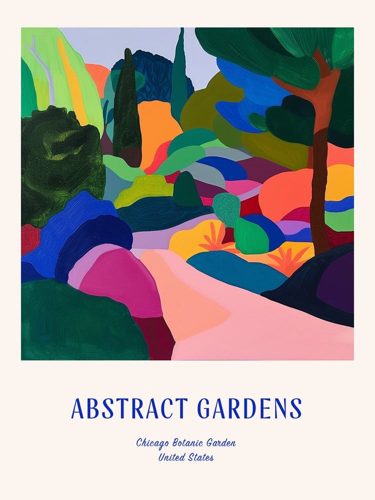 Colourful Gardens Chicago Botanic Garden Usa 2 Blue Poster