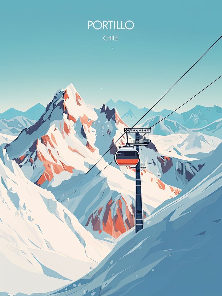 Poster Of Portillo   Chile, Ski Resort Illustration 0