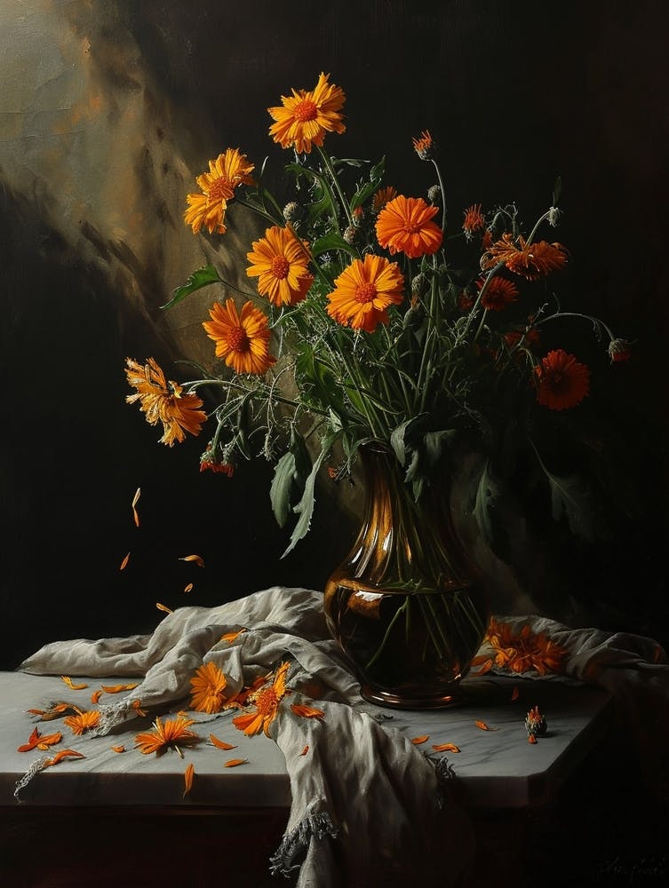 Baroque Floral Still Life Calendula 4